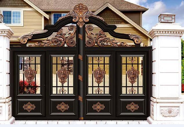 铝艺小区大门定制(图2) 铝艺小区大门定制(图2)